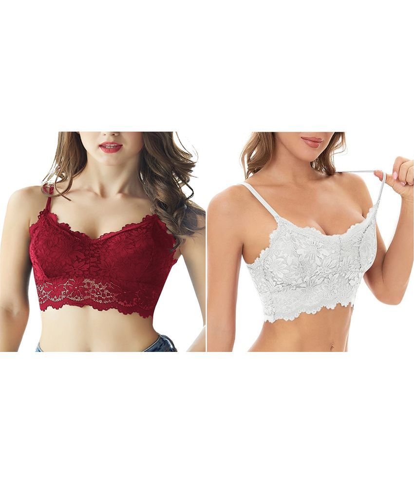     			Kamini Pack of 2 Lace Lightly Padded Bralette Bra For Women ( Multicolor13 )