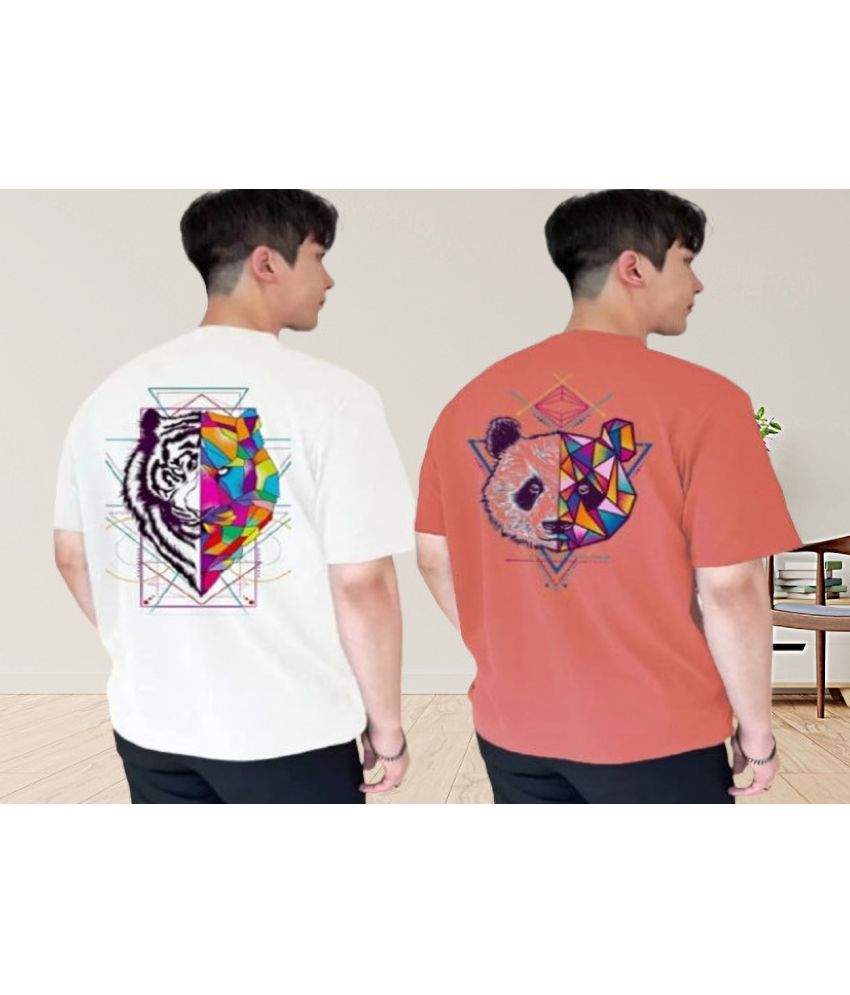     			Kintu Parantu Polyester Regular Fit Printed Half Sleeves Men's Round T-Shirt - Multicolor6 ( Pack of 2 )