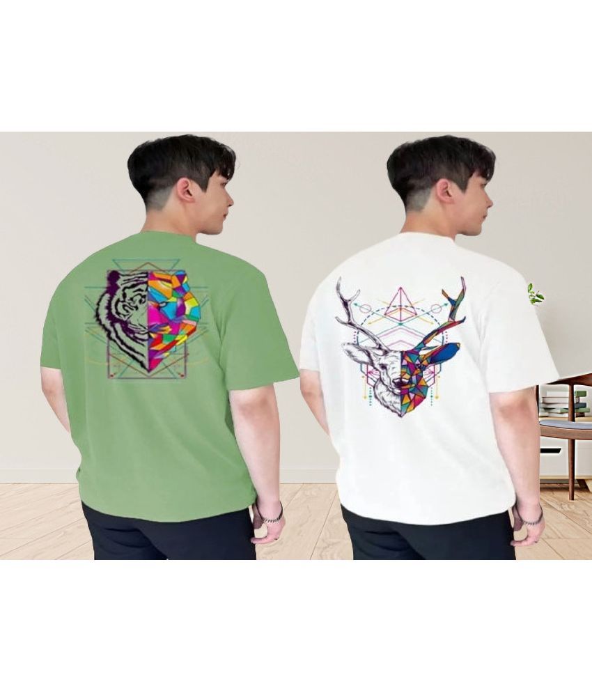     			Kintu Parantu Polyester Regular Fit Printed Half Sleeves Men's Round T-Shirt - Multicolor4 ( Pack of 2 )