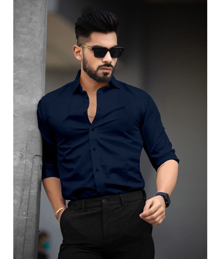     			Laadli Cotton Blend Regular Fit Full Sleeves Men's Formal Shirt - Navy Blue ( Pack of 1 )