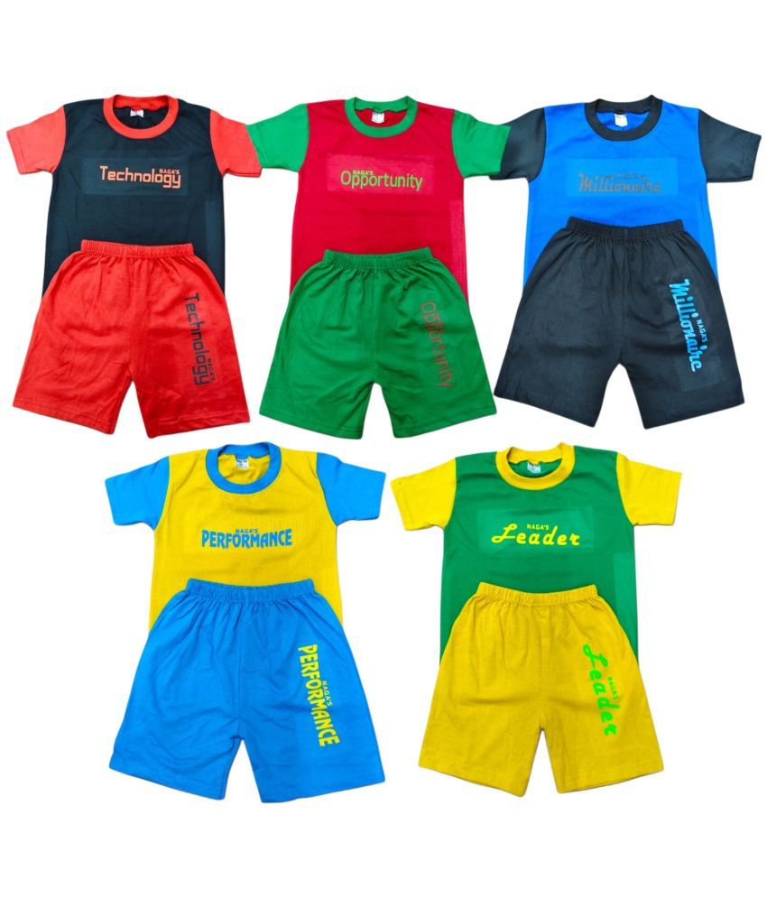     			NAGA'S CLOTHING Pack of 5 Unisex Cotton T-Shirts & Shorts Set ( Multicolor 5 )