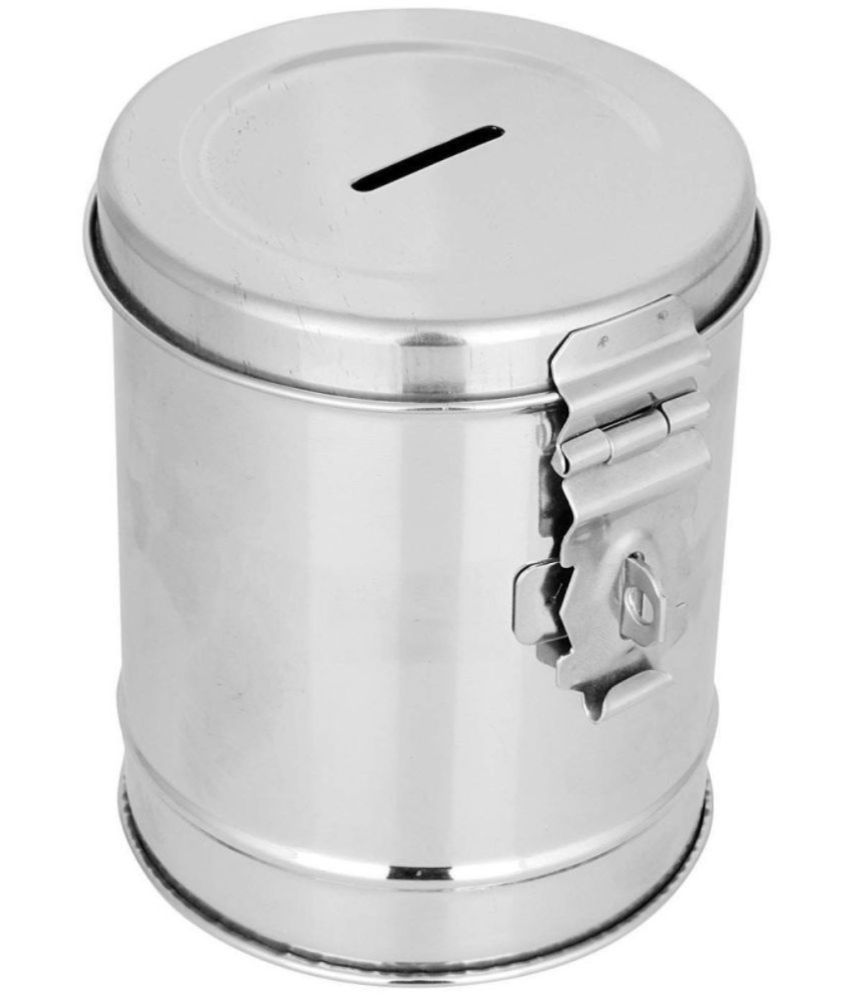     			SUNTAP Stainless 100% Steel Round Shape Piggy Bank | Money Bank Container for Kids