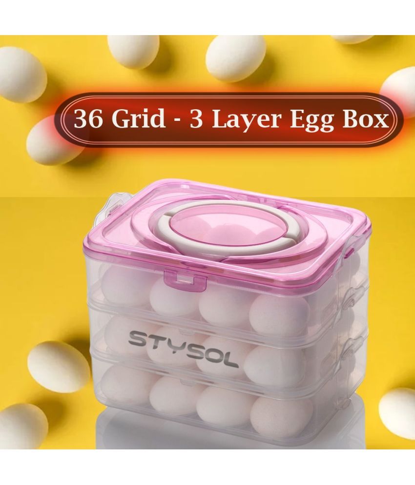     			Stysol Egg Storage Plastic White Egg Container ( Set of 1 )