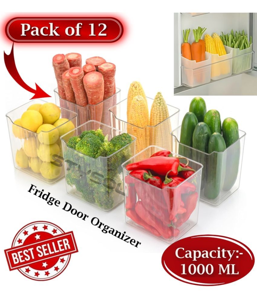     			Stysol Fridge container Plastic White Multi-Purpose Container ( Set of 12 )