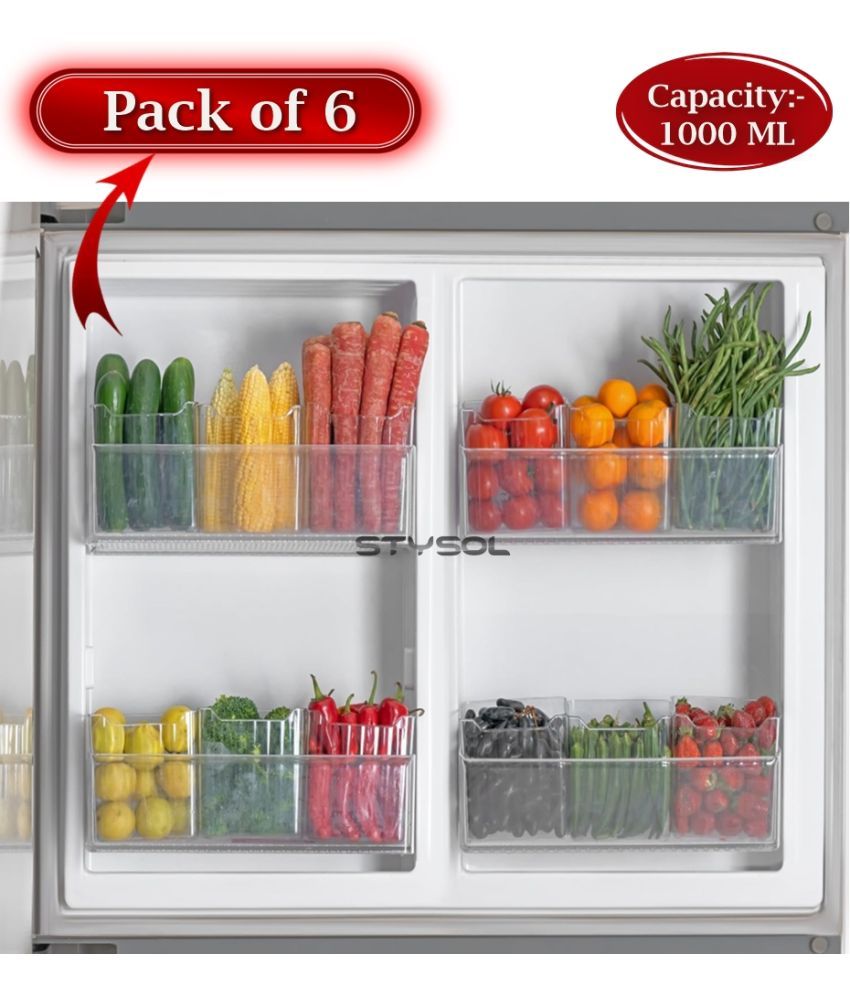     			Stysol Fridge container Plastic White Multi-Purpose Container ( Set of 6 )