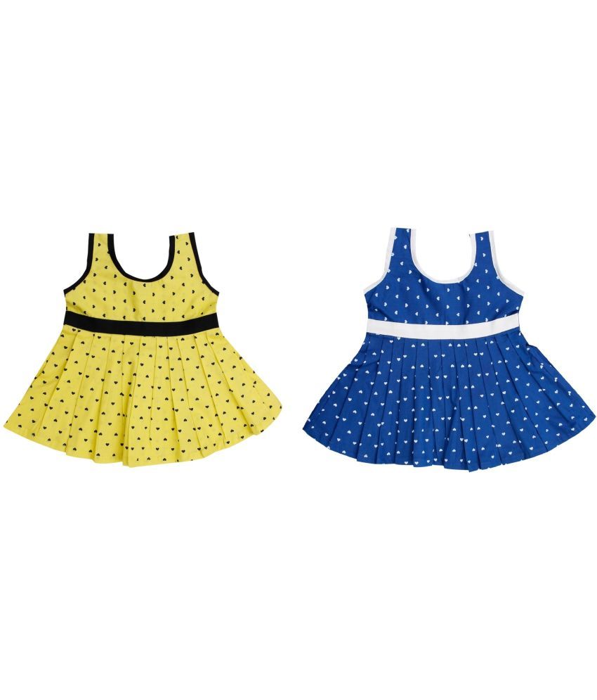     			The Creators Pack of 2 Baby Girls Cotton Blend Dress ( Yellow & Blue )