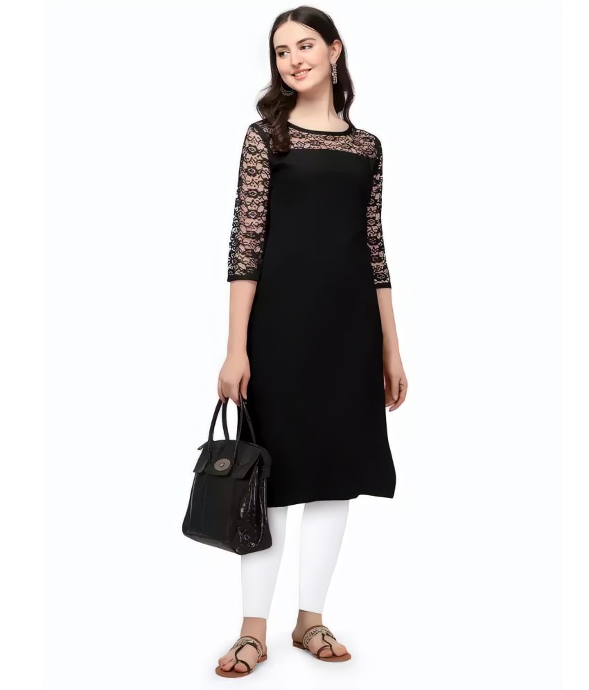     			ZELZIS Pack of 1 Crepe Solid Straight Women's Kurti - ( Black )