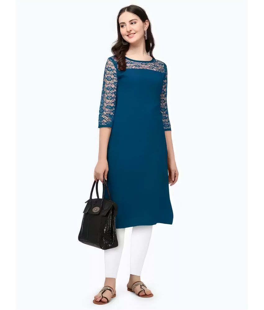     			ZELZIS Pack of 1 Crepe Solid Straight Women's Kurti - ( Teal )