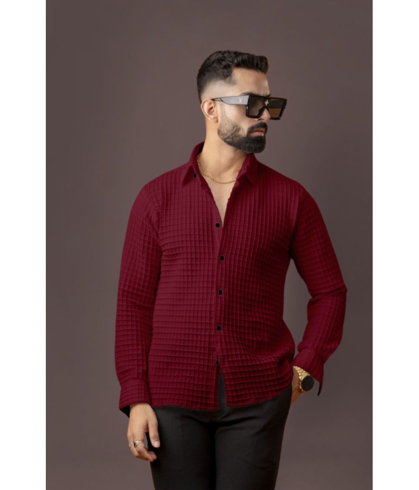     			bluecorp enterprise Poly Cotton Regular Fit Checks Full Sleeves Men's Casual Shirt - Maroon ( Pack of 1 )