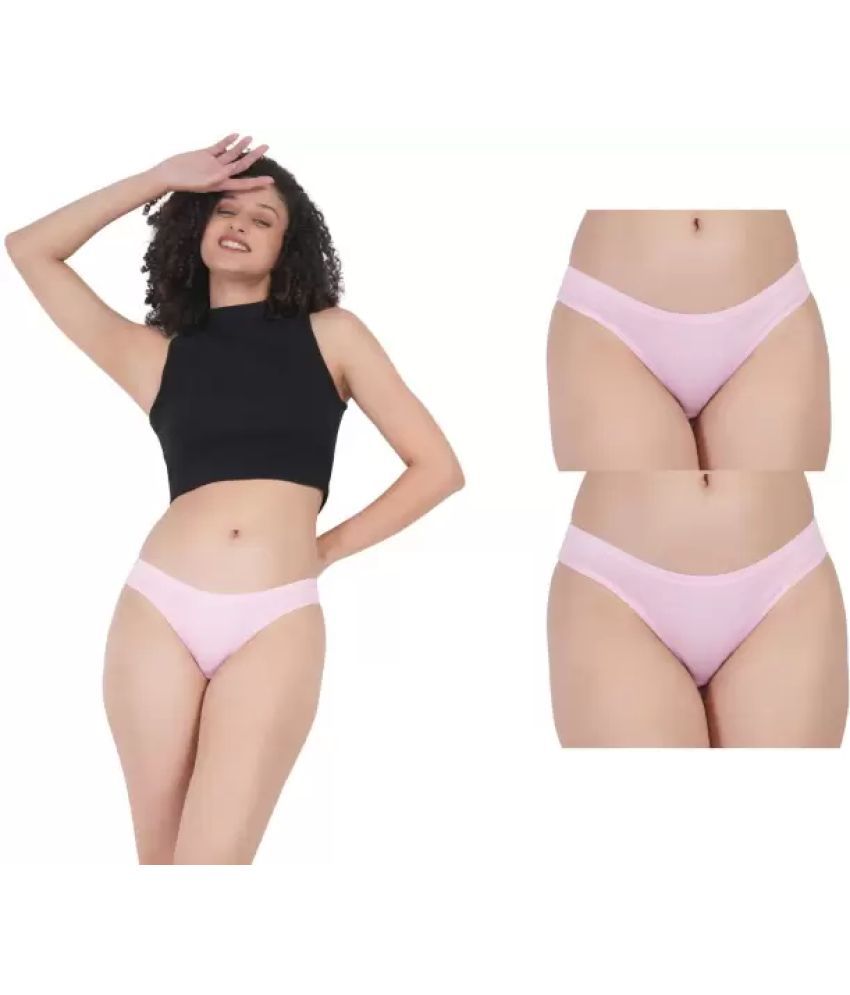     			Bebron Pack of 2 Cotton Lycra Bikini For Women ( Pink )