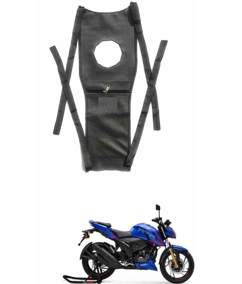     			BuddyBuzz Bike Tank Cover Bike Tank Bag with Mobile Pouch Artificial Leather Stretchable Material Use for TVS Apache RTR 200 4V