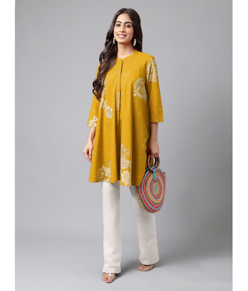     			Janasya Mustard Cotton Women's Tunic ( Pack of 1 )