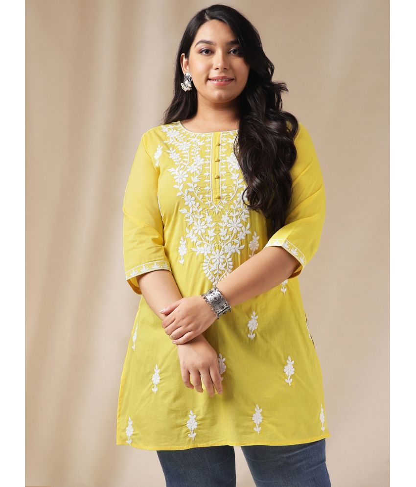     			Janasya Yellow Cotton Women's Tunic ( Pack of 1 )