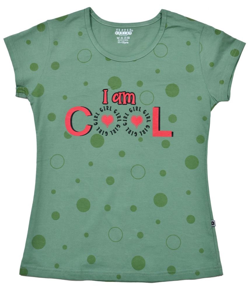     			Kariby Pack of 1 Girls 100% Cotton T-Shirt ( Green )