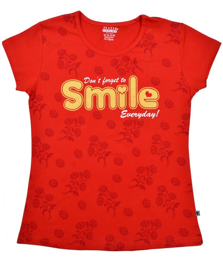     			Kariby Pack of 1 Girls Spandex T-Shirt ( Red )