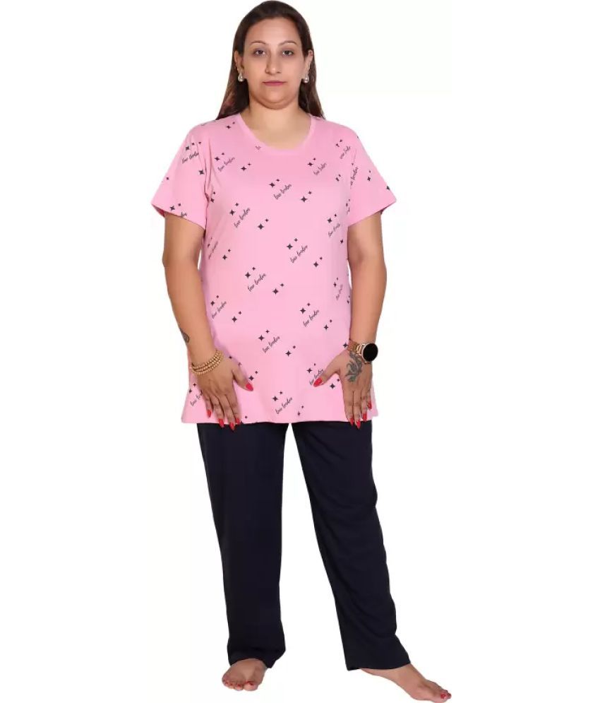     			LOVE LONDON Pink Cotton Blend Women's Nightwear Nightsuit Sets ( Pack of 1 )