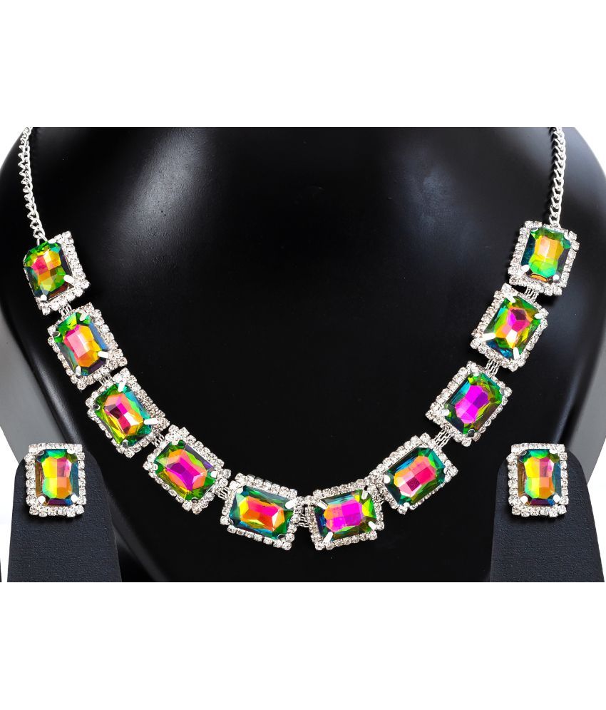     			Lily Multi Color Brass Necklace Set ( Pack of 1 )