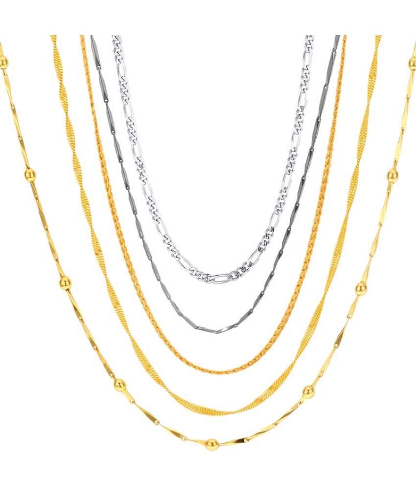     			Maalgodam Gold Plated Chains Combo ( Set of 5 )