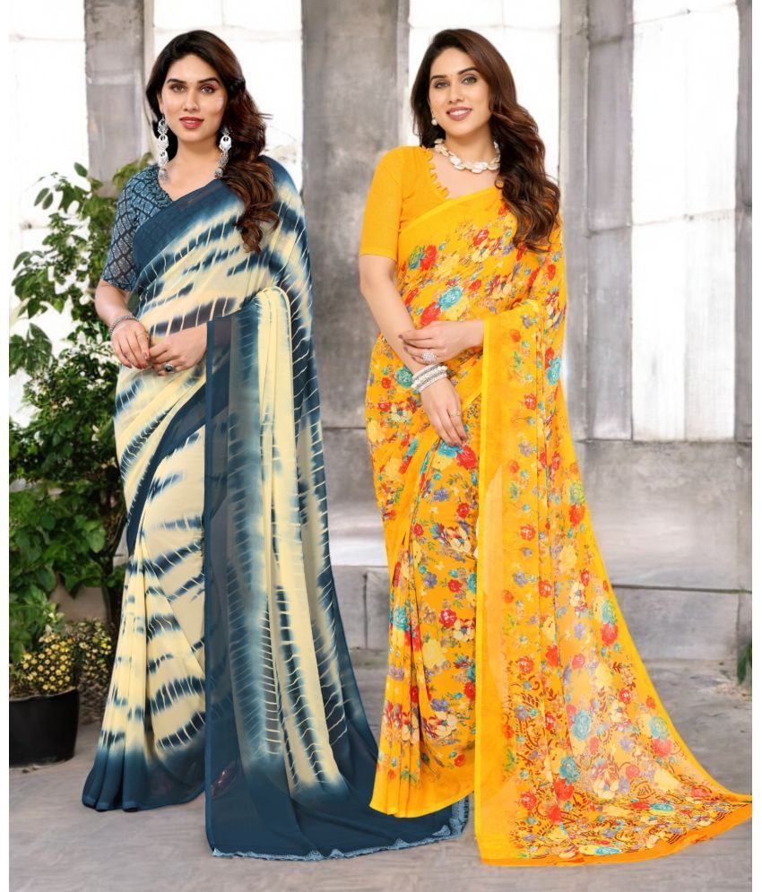     			TTH Georgette Printed Saree Without Blouse Piece ( Multicolor 12 , Pack of 2 )