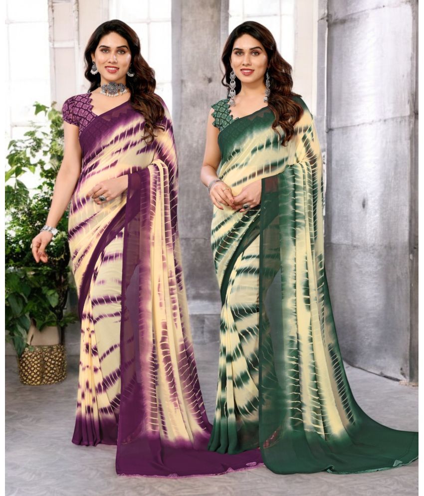     			TTH Georgette Printed Saree Without Blouse Piece ( Multicolor 5 , Pack of 2 )