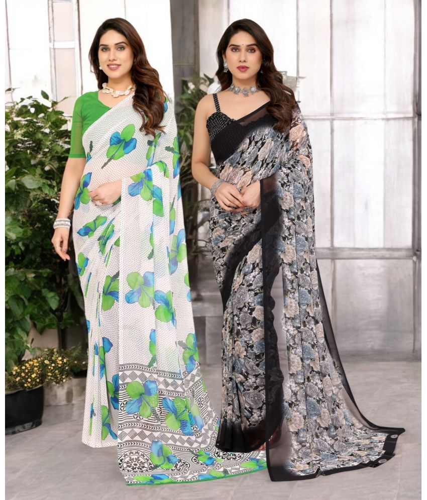     			TTH Georgette Printed Saree Without Blouse Piece ( Multicolor 16 , Pack of 2 )