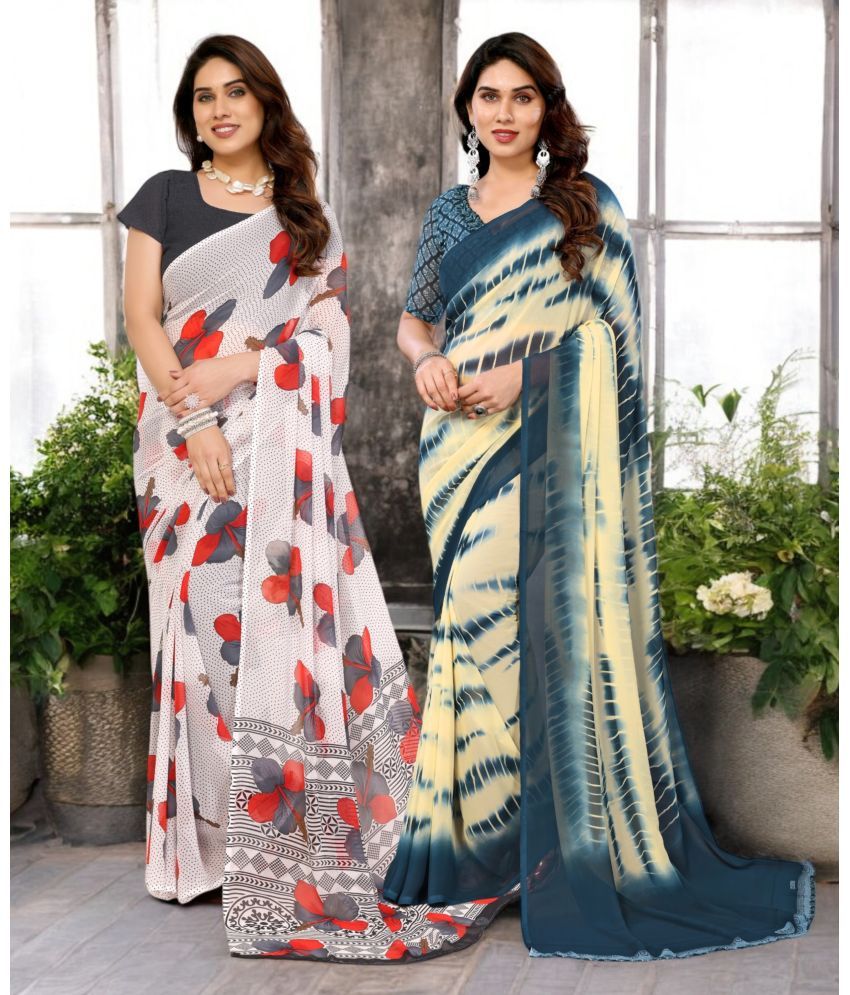     			TTH Georgette Printed Saree Without Blouse Piece ( Multicolor 12 , Pack of 2 )