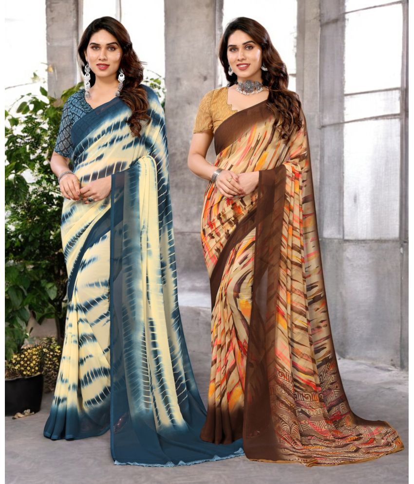     			TTH Georgette Printed Saree Without Blouse Piece ( Multicolor 12 , Pack of 2 )