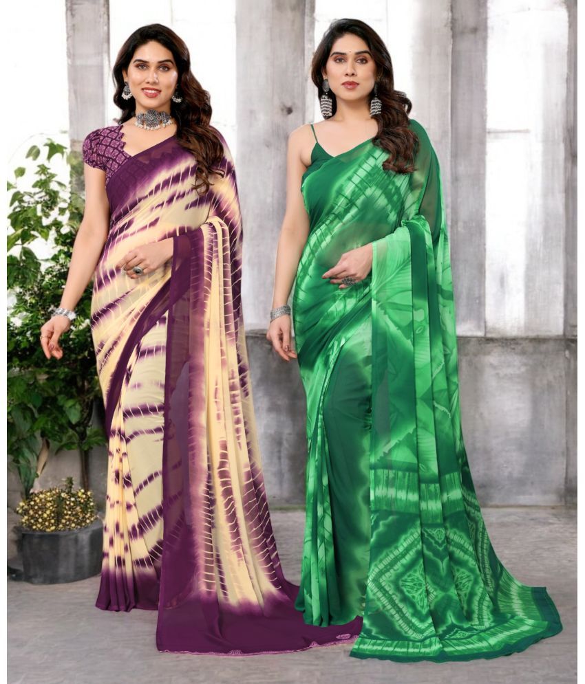     			TTH Georgette Printed Saree Without Blouse Piece ( Multicolor 16 , Pack of 2 )