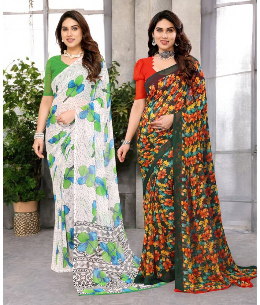     			TTH Georgette Printed Saree Without Blouse Piece ( Multicolor 5 , Pack of 2 )