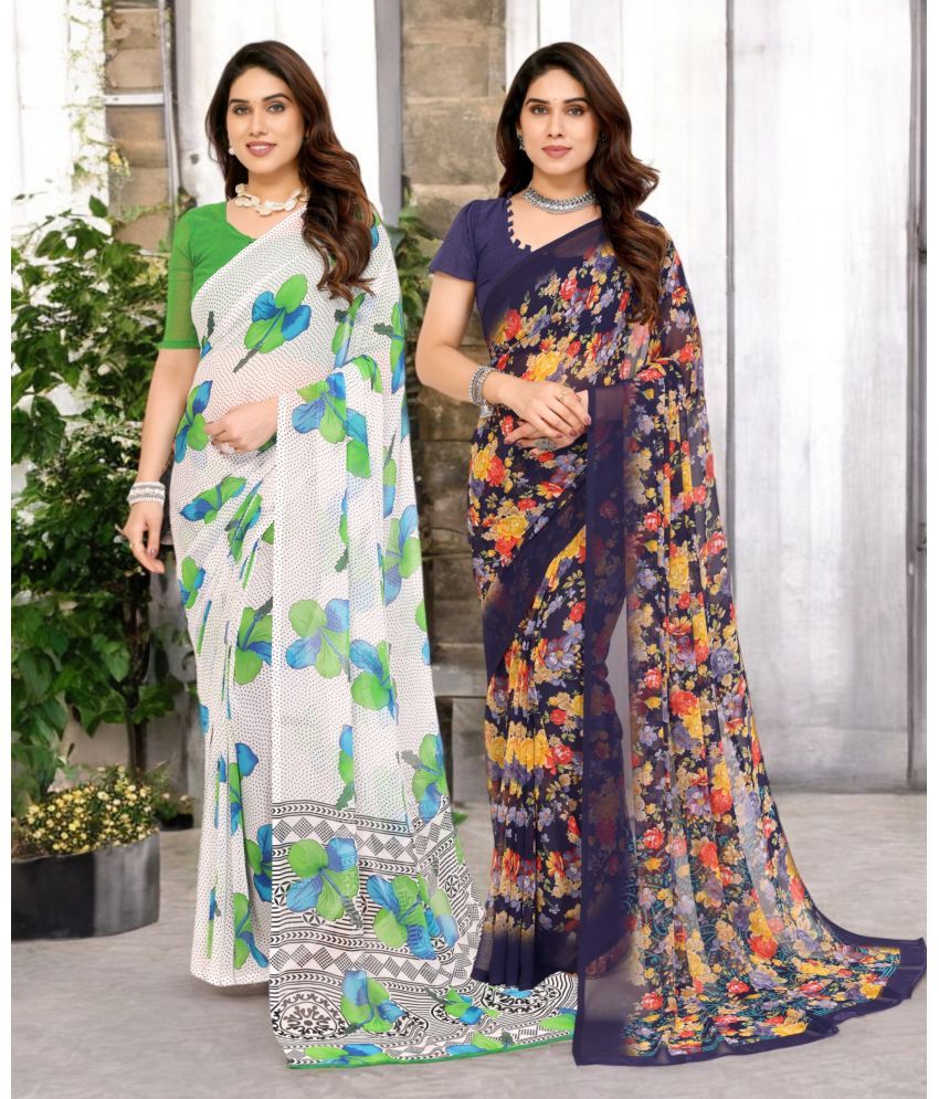     			TTH Georgette Printed Saree Without Blouse Piece ( Multicolor 13 , Pack of 2 )