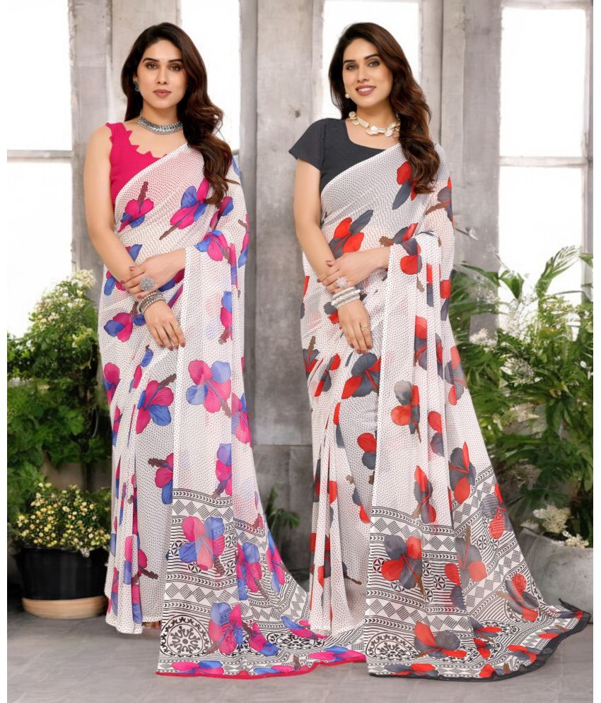     			TTH Georgette Printed Saree Without Blouse Piece ( Multicolor 20 , Pack of 2 )