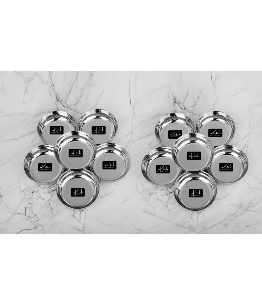     			inKitch 12 Pcs Stainless Steel Silver Dessert Plate