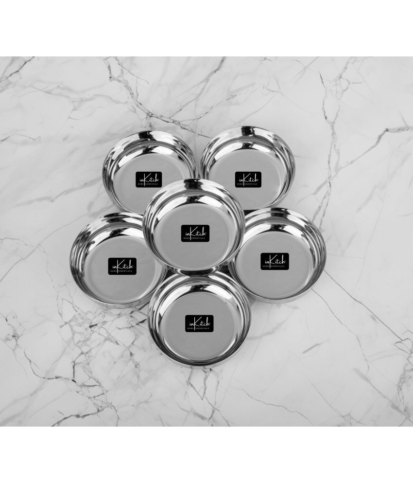     			inKitch 6 Pcs Stainless Steel Silver Dessert Plate