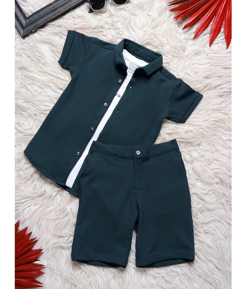     			ALY JOHN Pack of 1 Boys Cotton Shirts & Shorts Set ( Sea Green )