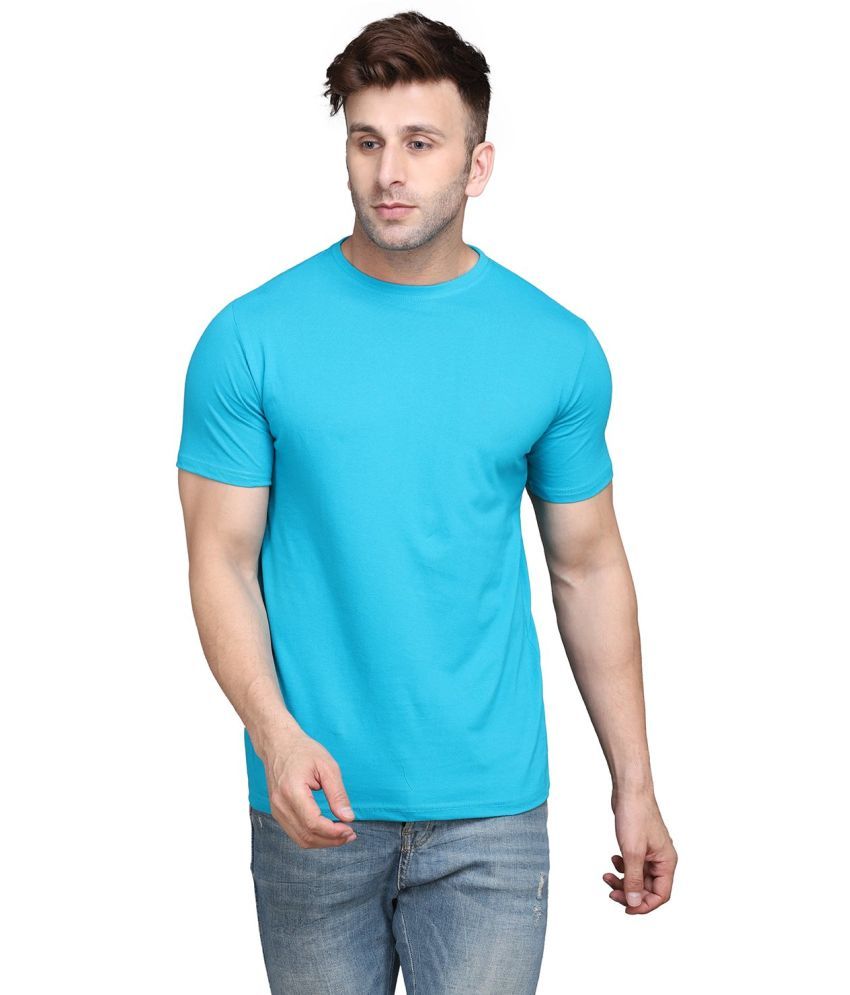     			Beyou Fashion Cotton Blend Regular Fit Solid Half Sleeves Men's Round T-Shirt - Turquoise ( Pack of 1 )