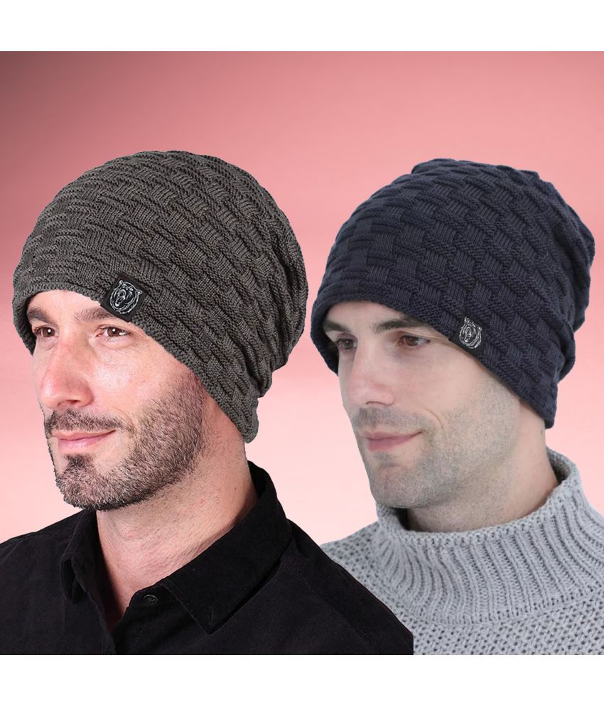     			Bolax Pack of 2 Woollen Men's Cap ( Blue )