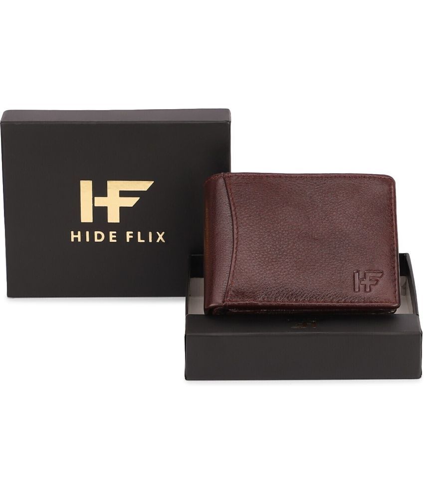     			HIDEFLIX 100% Leather Solid Men's Regular Wallet With 8 Slots For Card ( Brown , Pack of 1 )