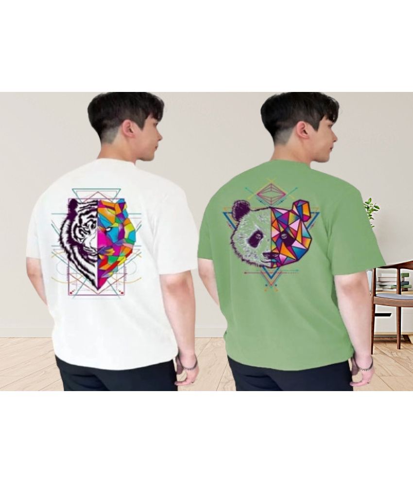     			Lecowar Polyester Regular Fit Printed Half Sleeves Men's Round T-Shirt - Multicolor7 ( Pack of 2 )