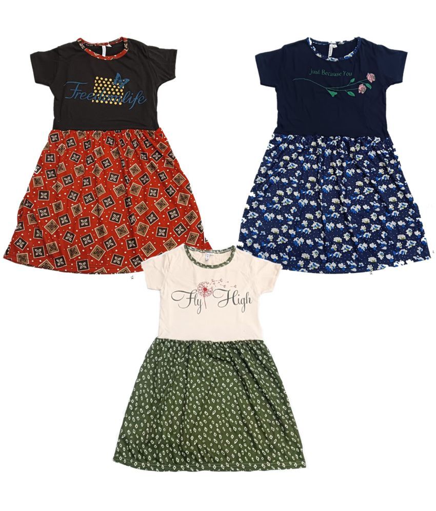     			NEW ERA BY AMARA Cotton Frock For Girls ( Pack of 3 , Multicolor 3 )