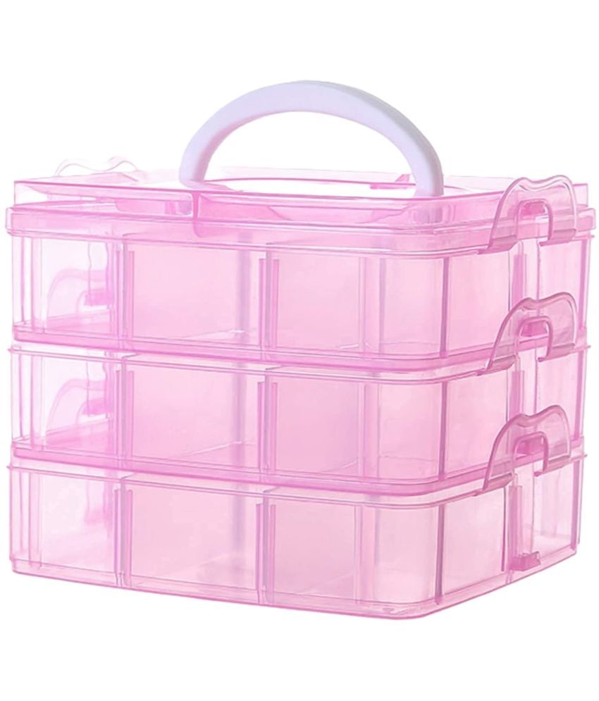     			Stysol 18 Grid Multipurpose Plastic Jewellery Organizer Plastic Grid Box Organizer for Jewelry, Hair Pins,  and Kit Ear Ring Organiser Storage Box for Travel Home Women - Transparent