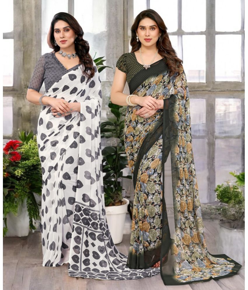     			TTH Georgette Printed Saree Without Blouse Piece ( Multicolor 16 , Pack of 2 )