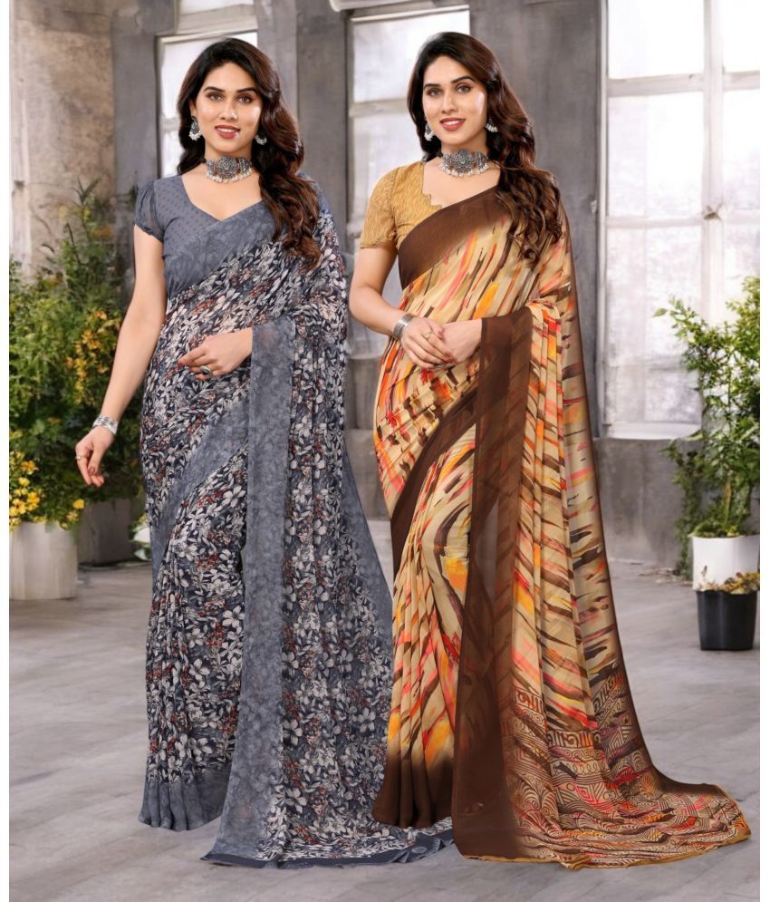     			TTH Georgette Printed Saree Without Blouse Piece ( Multicolor 14 , Pack of 2 )