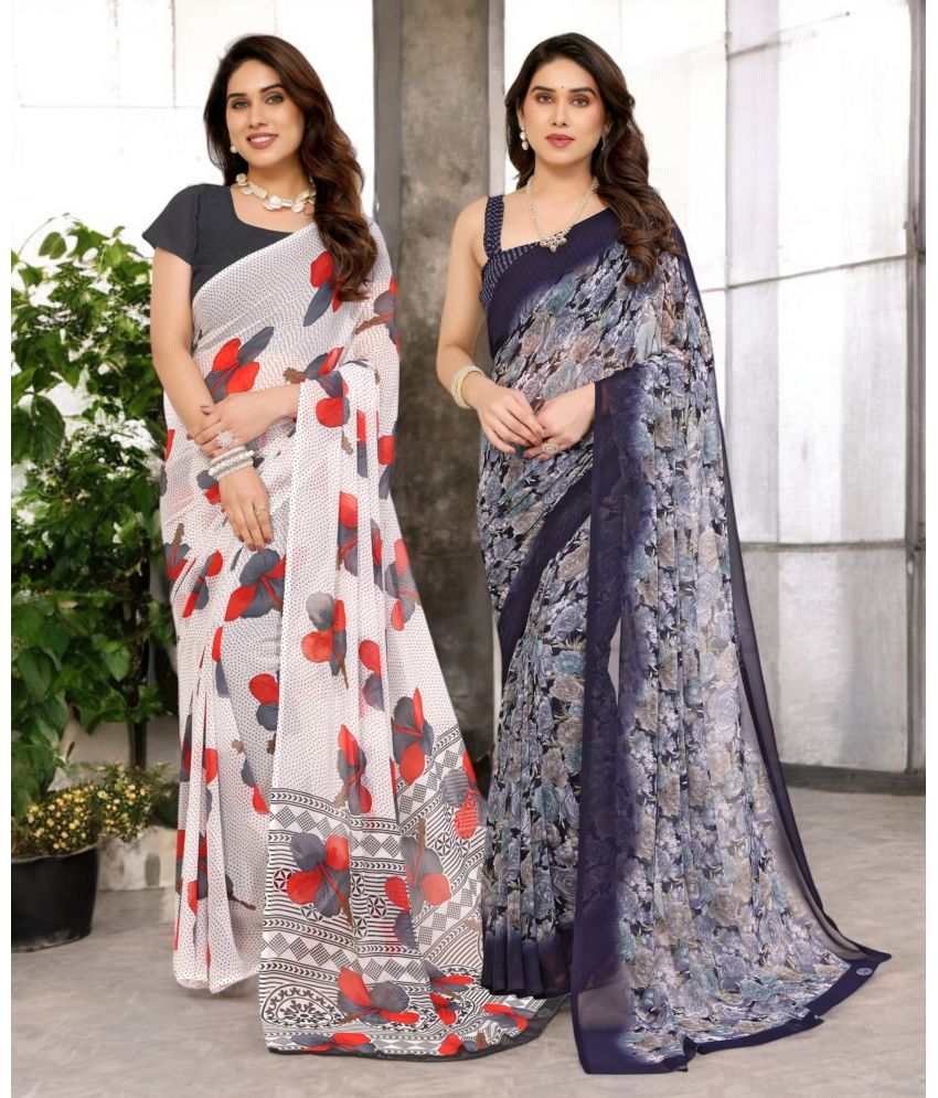     			TTH Georgette Printed Saree Without Blouse Piece ( Multicolor 16 , Pack of 2 )