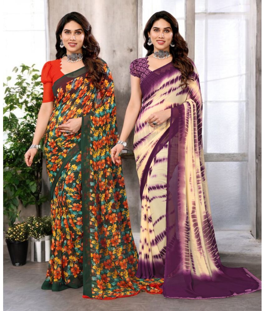     			TTH Georgette Printed Saree Without Blouse Piece ( Multicolor 20 , Pack of 2 )