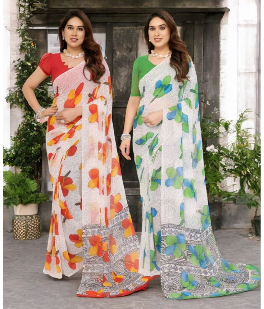     			TTH Georgette Printed Saree Without Blouse Piece ( Multicolor 5 , Pack of 2 )