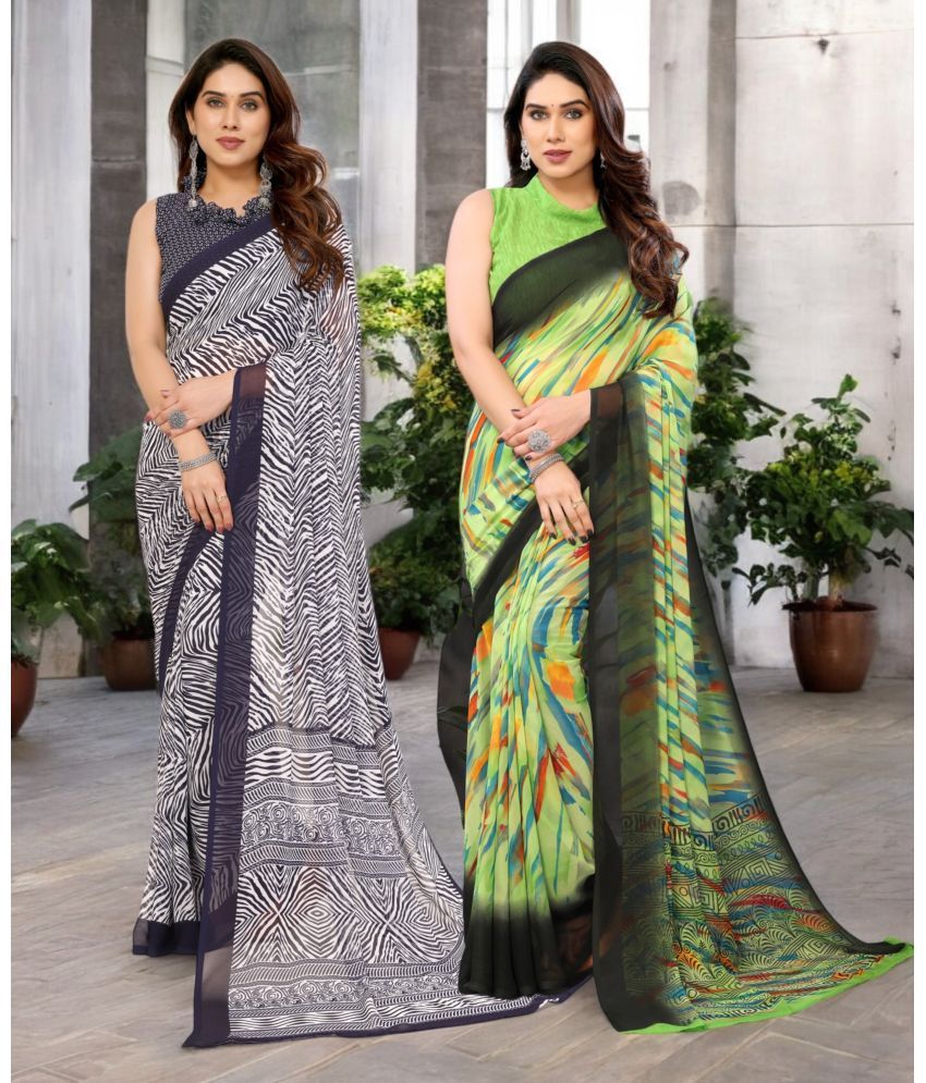     			TTH Georgette Printed Saree Without Blouse Piece ( Multicolor 9 , Pack of 2 )