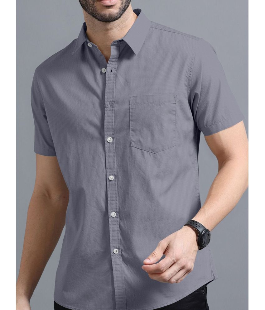     			VTEXX Cotton Blend Regular Fit Solids Half Sleeves Men's Casual Shirt - Grey ( Pack of 1 )