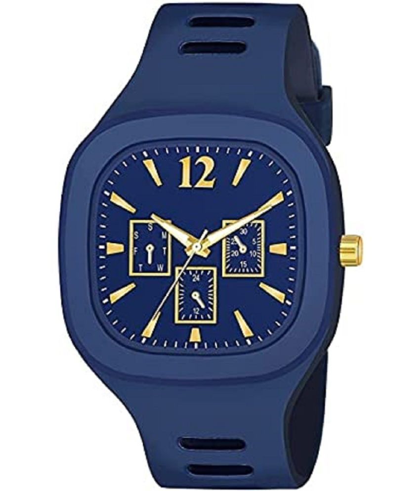     			chronorex Blue Silicon Analog Men's Watch