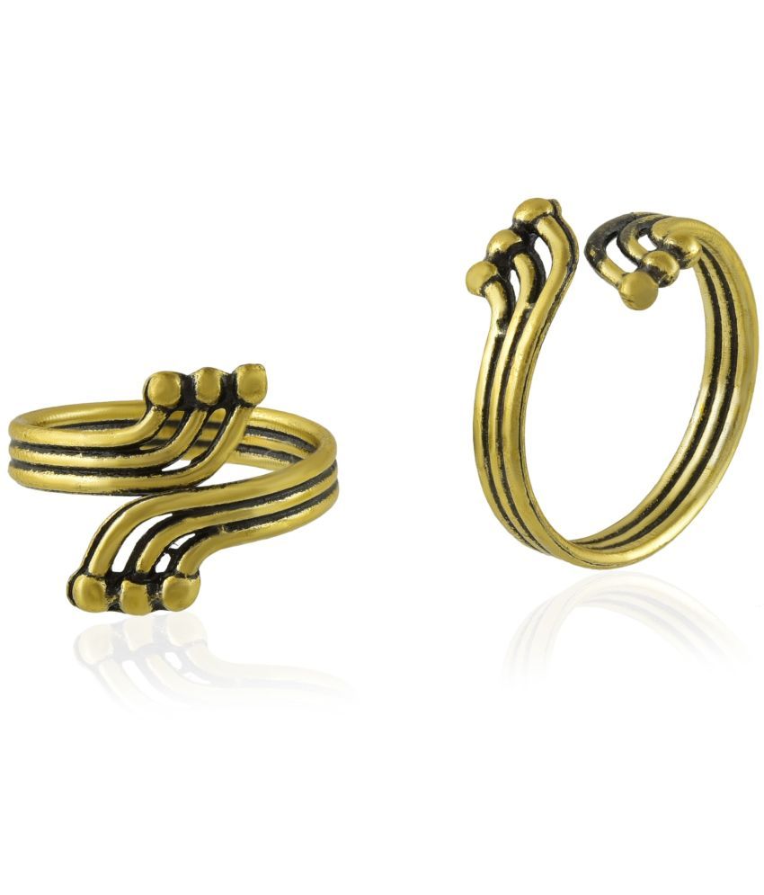     			ADMIER Gold Toe Rings ( Pack of 2 )