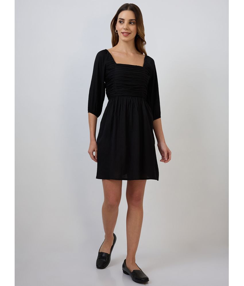     			Amarasha Crepe Solid Mini Women's Cut Out Dress - Black ( Pack of 1 )